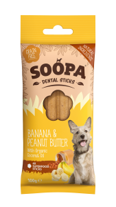 SOOPA Dental Stick dla psa – Banan i Masło Orzechowe (100g)