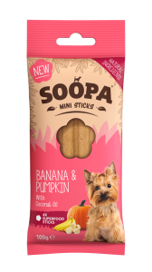SOOPA Dental Stick MINI dla małego psa – Banan i Dynia (100g)