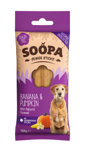 SOOPA Senior Dental Stick dla psa – Banan, Dynia, Siemię Lniane (100g)