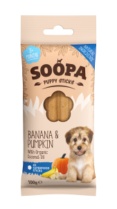 SOOPA Szczeniak Dental Stick dla psa – Banan i Dynia (100g)