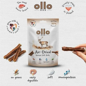 Ollo - Air-dried soft Venison sticks - przysmaki dla psa z Jelenia 80g