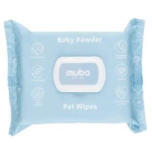 Mubo - Baby Powder Pet Wipes 100szt. - delikatne chusteczki z aloesem dla psa i kota, o zapachu dziecięcego pudru 15x30cm