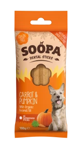 SOOPA Dental Stick dla psa – Marchewka i Dynia (100g)