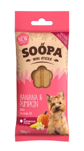 SOOPA Dental Stick MINI dla małego psa – Banan i Dynia (100g)