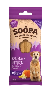 SOOPA Senior Dental Stick dla psa – Banan, Dynia, Siemię Lniane (100g)