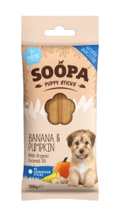 SOOPA Szczeniak Dental Stick dla psa – Banan i Dynia (100g)