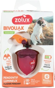 ZOLUX Świecąca zawieszka do obroży dla psa BIVOUAK  - czerwona orzech