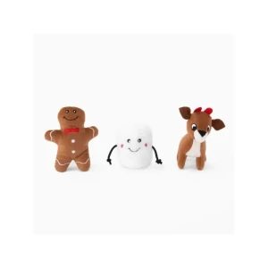 ZippyPaws Świąteczni przyjaciele Św. Mikołaja 3szt - pluszowe zabawki z piszczałką dla psa - xmas