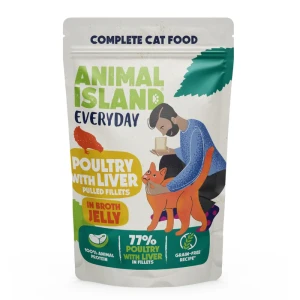 Animal Island - saszetka dla kota EVERYDAY Szarpane fileciki w galaretce z rosołu 1x85g - Drób/Wątróbka