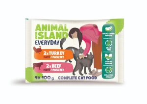 Animal Island -  4-pak - pasztet w saszetce dla kota EVERYDAY 100g -2x Indyk, 2x Wołowina