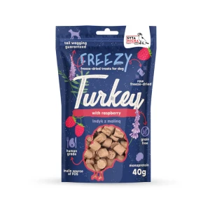 Liofilizowane przysmaki dla psa Indyk z malinami FREEZY 40g