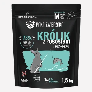 Paka Zwierzaka - Karma sucha dla psa Królik z łososiem M 1,5 kg