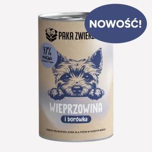 Paka Zwierzaka - Karma mokra dla psa Wieprzowina z borówką 400g