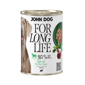 John Dog - Karma mokra dla psa Cielęcina z korzeniem buraka czerwonego For Long Life John Dog 400g