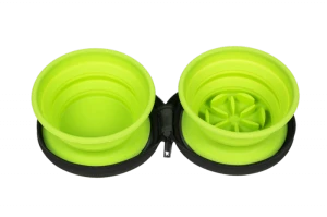 Kiwi Walker TRAVEL DOUBLE BOWL SLOWFEEDER zestaw spowalniających misek turystycznych zielonych