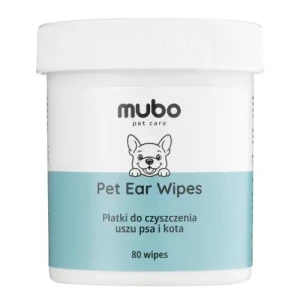 Mubo Pet Ear Wipes 80szt. - jednorazowe płatki do uszu psa i kota, nasączone płynem czyszczącym