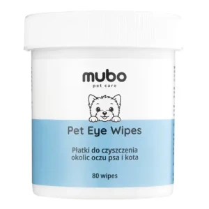 Mubo Pet Eye Wipes 80szt. - jednorazowe płatki do okolic oczu psa i kota, nasączone płynem czyszczącym