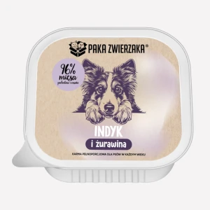 Paka Zwierzaka - Karma mokra dla psa - Indyk i żurawina 150g (tacka)