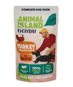 ANIMAL ISLAND - Karma mokra dla psa – Szarpane fileciki z indyka w rosole - 150 g