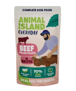 ANIMAL ISLAND - Karma mokra dla psa – Szarpane fileciki z wołowiny w rosole - 150 g