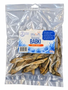OFiuFiuPL - Suszone BABKI dla psa naturalny rybny przysmak 100g