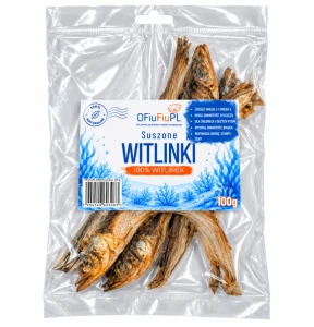 OFiuFiuPL - Suszone WITLINKI dla psa naturalny rybny przysmak 100g